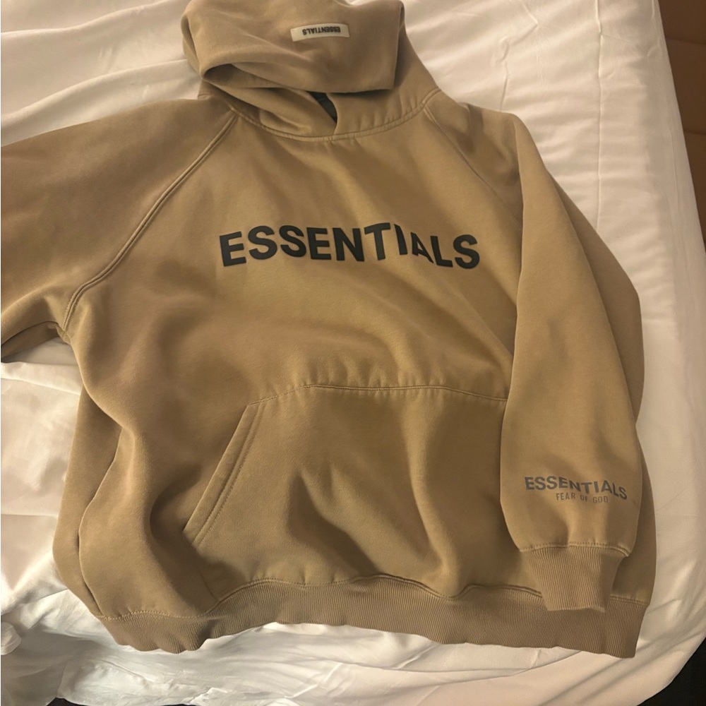 Essentials Beige Hoodie with Logo